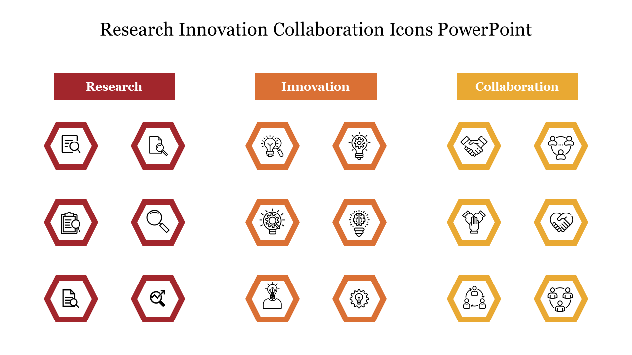 Research Innovation Collaboration Icons PowerPoint